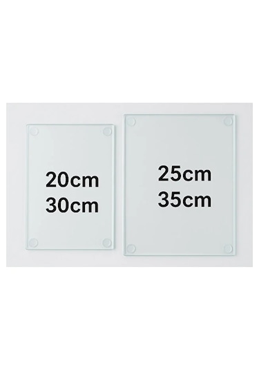 2'li Temperli Cam Kesme Tahtası 20x30 & 25x35 Cm Hijyenik Mutfak Doğrama Camı Şeffaf