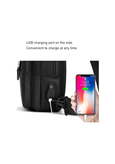 Maoyaya 1100-17 Usb Şarjlı Erkek Göğüs Çantası 001 Siyah