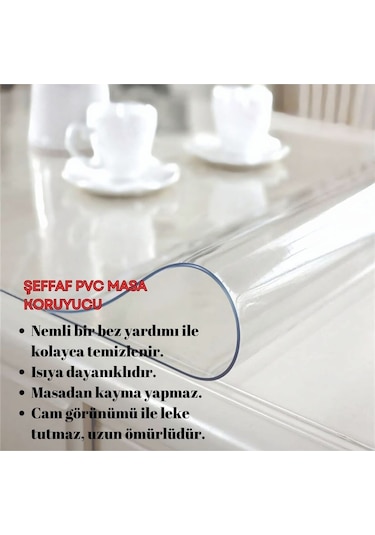 1.2 Mm Kalınlık 60 Cm En Şeffaf Kalın Pvs Masa Koruyucu Mika Masa Örtüsü 60 X 190