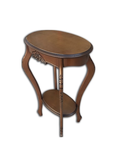 Fiskos Çiçeklik Oyma OVAL Model Ihlamur ağacı ayak Parlak Ceviz  MDF tabla EL Yapım