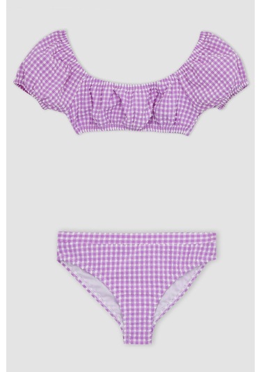 Defacto Kız Çocuk Kareli Bikini Takımı Z6514A623HSPR44 Mor