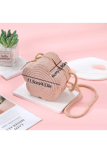 Novahub Dokuma Çapraz Çanta Çiçek Bozuk Para Cüzdanı Çocuklar İçin Yüksek Kaliteli Hasır Omuz Çantaları Mavi MAvi