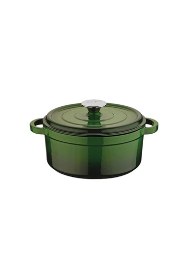 Olika Iron 24 Cm Demir Döküm Derin Tencere Yeşil Yeşil