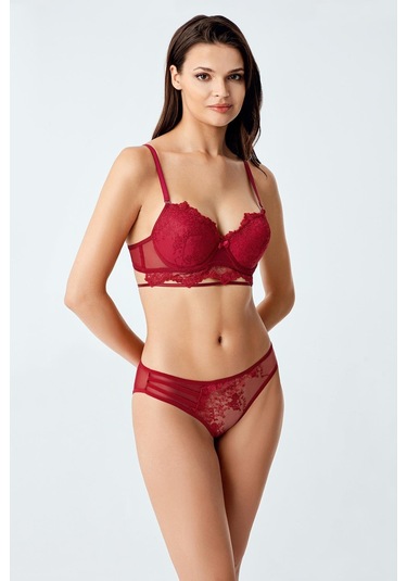 Luw 6115 Bordo Dolgusuz Sütyen Külot 2Li Takım Bordo