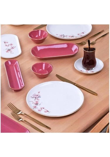 Glore Asya Spring 41 Parça 6 Kişilik Seramik Kahvaltı Takımı Diğer
