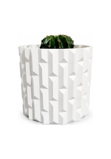 Geometrik Tasarım Dekoratif Saksı 20 Cm Modern Minimal Bitki Saksısı Ev & Ofis Dekoru