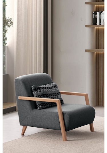 Latte Sırt Mekanizmalı Köşe Koltuk Takımı + Berjer Antrasit