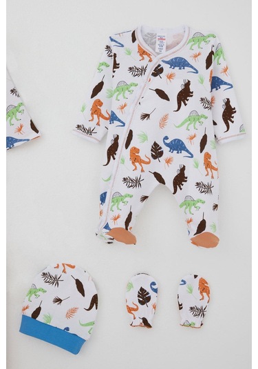 Breeze Erkek Bebek Hastane Çıkışı 8 Li Dinozor Krallığı 0-3 Ay, Beyaz Beyaz