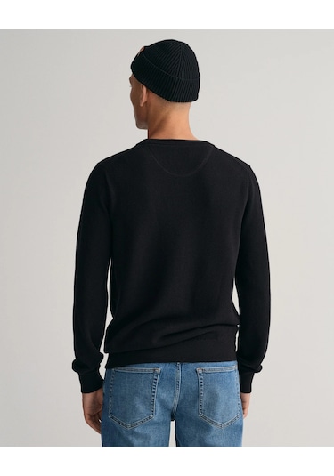 Gant Erkek Regular Fit Bisiklet Yaka Kazak-siyah Siyah