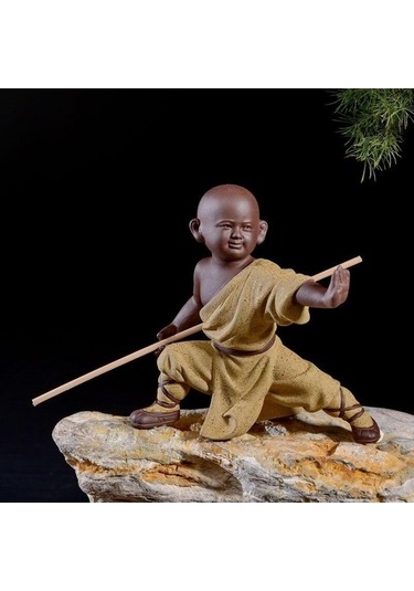 Novahub Küçük Keşiş Heykeli Seramik Buda Heykelcik, Ofis Çay Pet Mor Kil Heykel, Ev Çayevi Dekorasyon, El Sanatları Hediye B