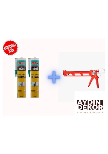 Silikon Genel Amaçlı Silikon Şeffaf 2 Adet + Silikon Tabancası