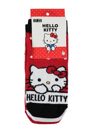 Hello Kitty Kız Çocuk 3'lü Soket Çorap Kırmızı 09a83414624w1