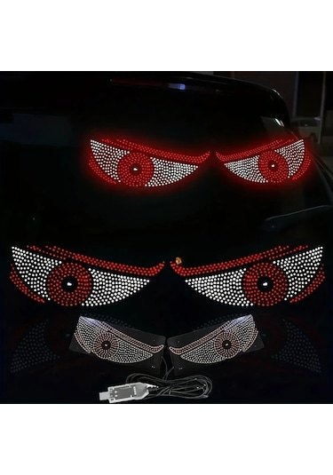 Xuweiwei Set Of 2 Usb İle Çalışan Kırmızı Ve Beyaz Led Araç Işıkları Şeytan Göz Dekoratif Aydınlatma