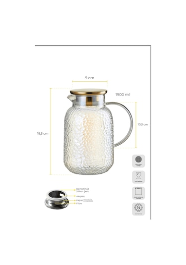 Savio Buzlust Filtre Kapaklı Luster Sürahi 1900ml