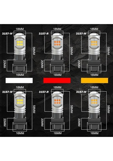 Flybuy T20 Led 7440 7443 W21w/5w 3156 3157 P27/7w T25 Led Sinyal Işığı Amber Yeşil 7443 W21/5w T20 12 12