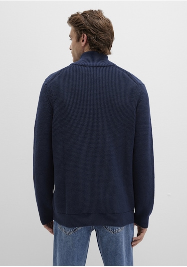 Mavi - Yarı Fermuarlı Dik Yaka Lacivert Kazak 0710268-82318 Lacivert