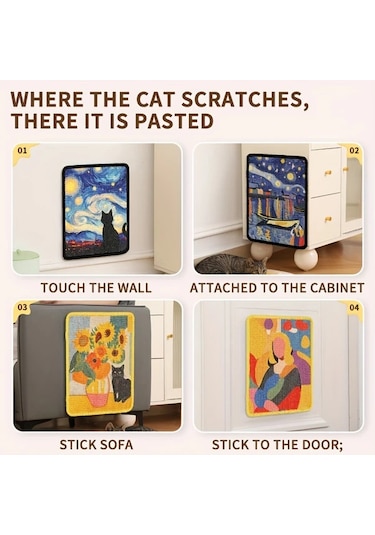 Honeybeeshop Dayanıklı Sisal Duvara Monte Kedi Tırmalama Tahtası Sunflower Yumuşak Kumaşlı İç Mekan Oyun Tırmık Tasarruf Tırmalayıcı Sanatsal Dekor