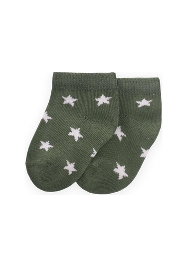 Cigit Yıldız Desenli Bebe Patik Çorabı 0-4 Yaş Haki Yeşil Haki