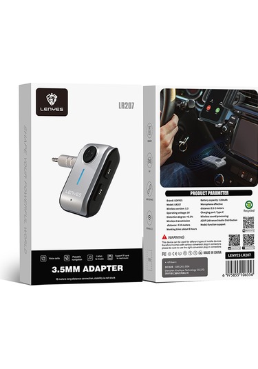 Lenyes Lr207 Kablosuz Ses Alıcı Aux Bluetooth 5.3 Adaptör Gri
