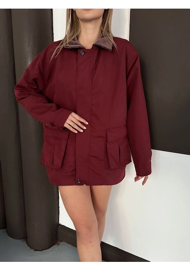 Astarlı Yaka Detaylı Artos Ceket Bordo St2651019 Bordo