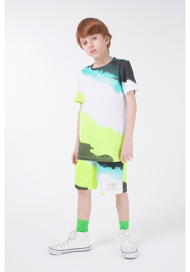 Brz Kids Baskılı Erkek Çocuk Kısa Kollu T-Shirt Beyaz