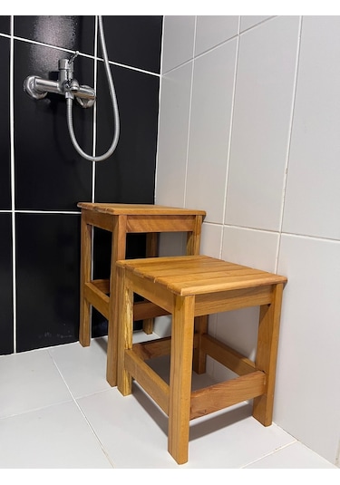 Kayın Ahşap Banyo Tabure 49 Cm Kayın