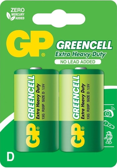Gp Greencell 13G R20P/1250/D Blister Büyük Boy D Pil 2'li
