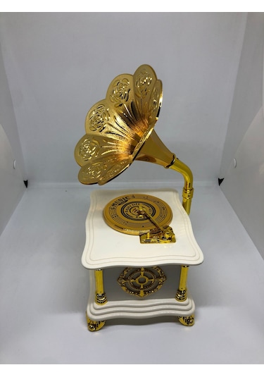Lebron Gramofon Müzik Kutusu Beyaz