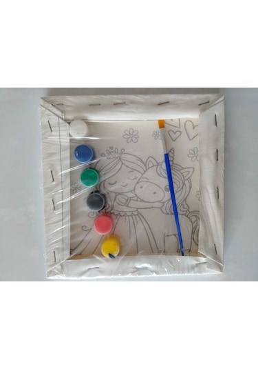 Prenses Unicorn Tuval Boyama Seti 20x20 Cm Boya & Fırça Dahil