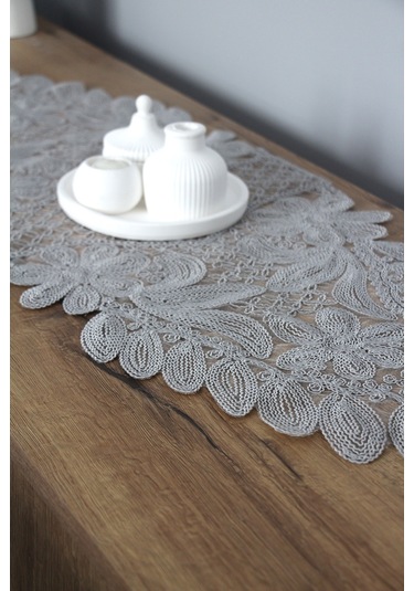 Dantel Kordon Örme Detay Masa Runner Fiskos Örtüsü 100x35 Cm 1010-kelebek