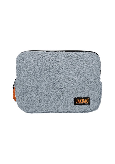 Jacbag Teddy Açık Gri/turuncu Peluş Erkek Çocuk Tablet Çantası Tablet Kılıfı