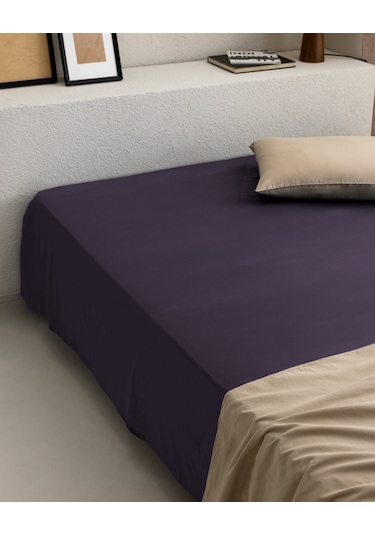 Manon Tek Kişilik %100 Pamuk Ranforce Lastiksiz Çarşaf - Mor Mürdüm