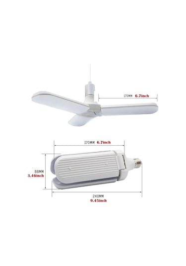 Pervane Ampül 45 W 3 Kollu Katlanır Pervane Led Ampül Tasarruflu Kanatlı Led Diğer