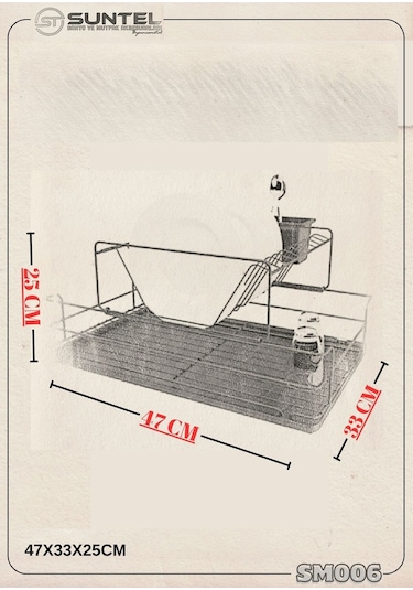 Suntel İki Katlı Modüler Sürgülü Bulaşıklık Tabaklık Mat Siyah Diğer