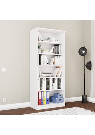 Lucas Cam Kapaklı Vitrin - Büfe - Kitaplık Ve Çok Amaçlı Dolap Ayarlanabilir Raf Beyaz