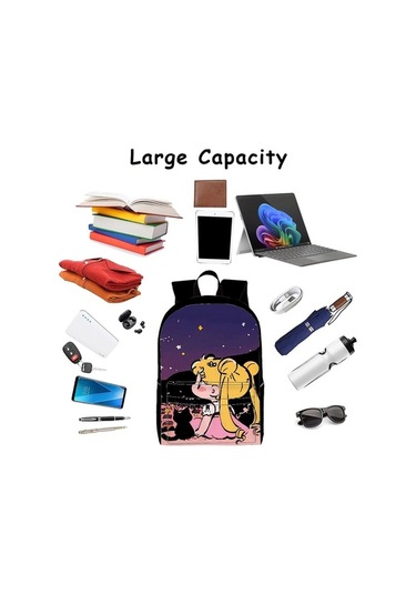 Trendooze Uygun, Siyah Siyah Sırt Seyahat, Sailor Organizasyon Moon Kawaii Karikatür, İş İnç İle, İçin, Genç, Dizüstü Çoklu Cf95 Çantası, Çalışması Bölmeleri Bilgisayara 15.6 Cf Siyah