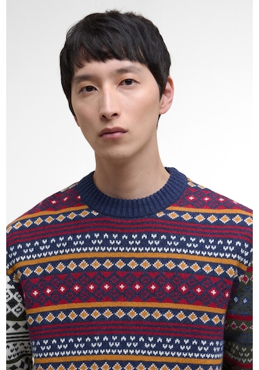 Barbour Patchwork Fair Isle Crew Neck Kazak Ny31 Navy Mix Ny31 Navy Mix