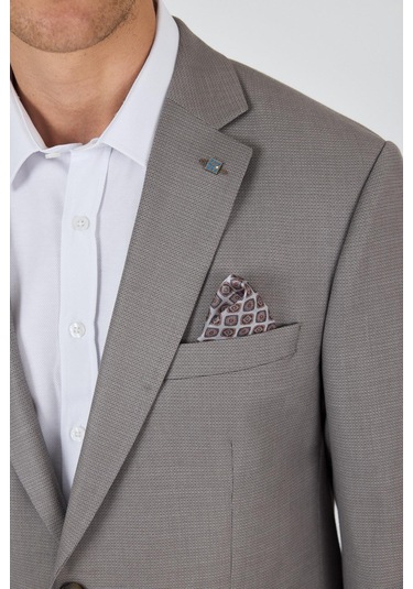 Koyu Vizon Mono Yaka Armürlü Tam Astar Esnek 4 Drop Comfort Fit Classic Ceket 1002250152 Koyu Vizon