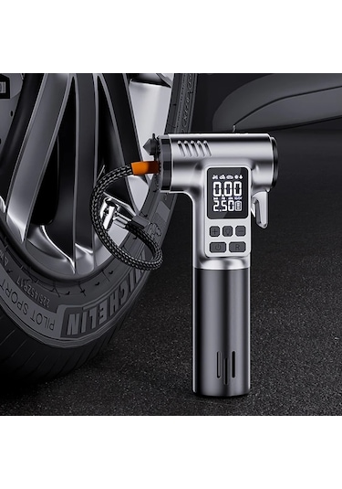 Xuweiwei Simli Siyah Kablosuz Tasinabilir Araba Hava Pompasi Led Isik Usb-c Sarj 18650 Lityum Pil Guvenlik Cekici Kemer Kesici Arac Lastikleri Icin