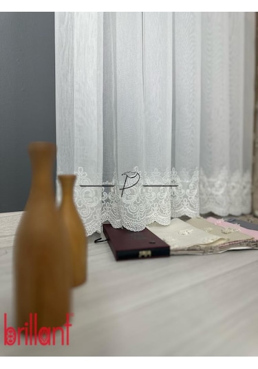 Tül Perde Brillant Marka Dharma Desen Ttm Zemin Kumaş Ultra Dökümlü Ekru