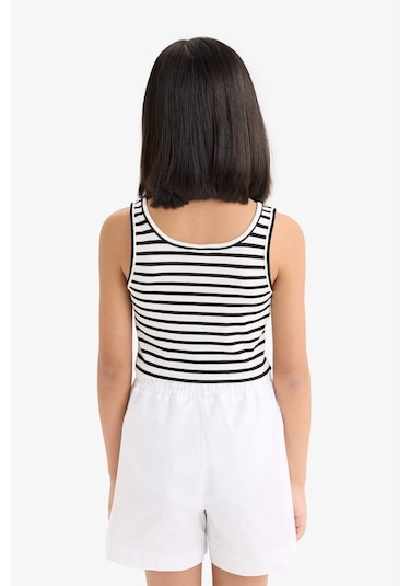 DeFacto Kız Çocuk Bisiklet Yaka Çizgili Atlet Z7814A625HSBK81 Siyah