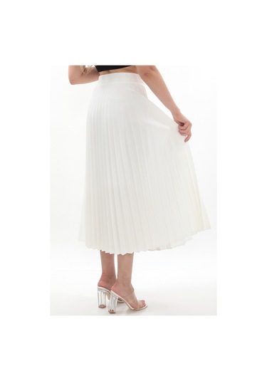 Soralline Kadın Plisoley Etek 781 Kırık Beyaz