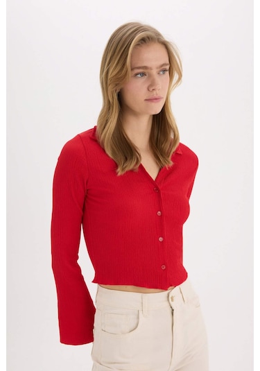 DeFacto Coool Fitted Bürümcük Uzun Kollu Gömlek A0012AX25SPRD51