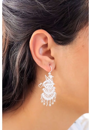 Tavus Kuşu Model Telkari Gümüş Kadın Küpe 201020618