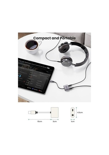 My Topped İpad Pro & Samsung Uyumlu Ugreen Note 20 Huawei P40 Aux Dönüşürücü, Usb-c Şarj & 3.5mm Kulaklık Jack Adaptör