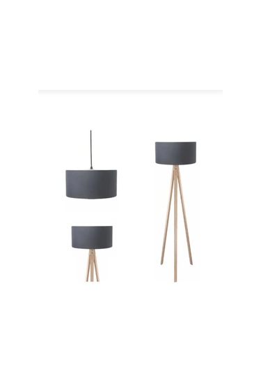 Konsept Oda Seti 1 Adet Lambader 1 Adet Abajur 1 Adet Tekli Avize Siyah