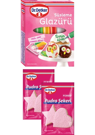 Dr. Oetker Süsleme Glazürü 19 G + Pembe Pudra Şekeri 2 x 15 G