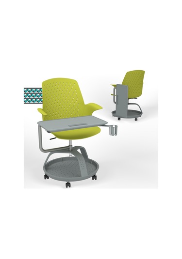 Karr Office Sona 360 Yazı Tablalı Yeşil Mobil Eğitim Sandalyesi