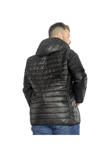 Mode Xl Büyük Beden Mont Kapitone Kapüşonlu 22602 Siyah 001