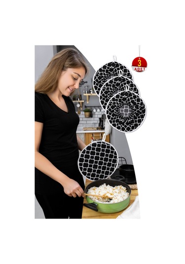 3 Adet Pilav Demleme Örtüsü Seti , Tencereler Için Lastikli Standart Ölçü Demlematik & Siyah Halka